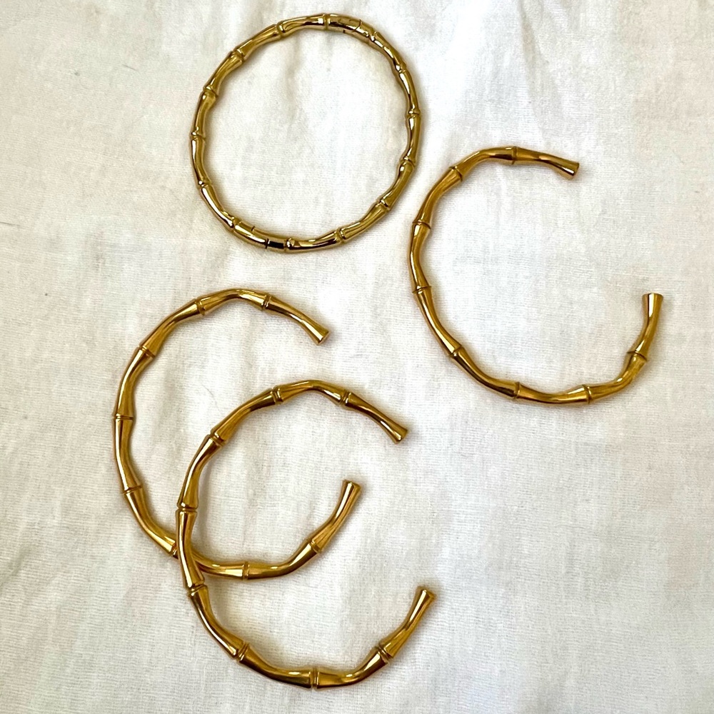 Vintage Bamboo Style Stainless Steel Gold Overlay Bracelets - Picture 9 of 10